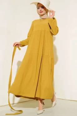 Ruffled Layered Dress Mustard