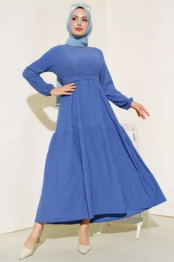 Ruffled Layered Dress Indigo