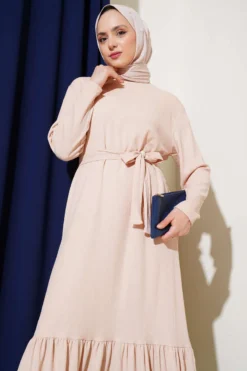 Alternative view of Gathered Belted Midi Dress Beige
