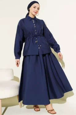 Alternative view of Gathered Detail Parachute Two-Piece Set Navy Blue