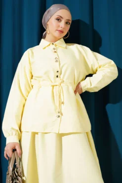 Alternative view of Gathered Detail Parachute Two-Piece Set Yellow
