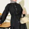 Gathered Detail Parachute Two-Piece Set Black al por mayor clothing set view 2 - Hicabistan fábrica Turquía