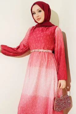 Vue alternative de Gathered Pleated Belted Dress Coral