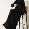 Gathered Pleated Belted Dress Black