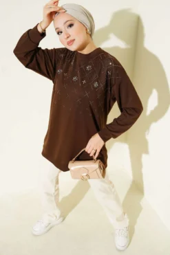 Baklava Stone Detail Tunic Brown