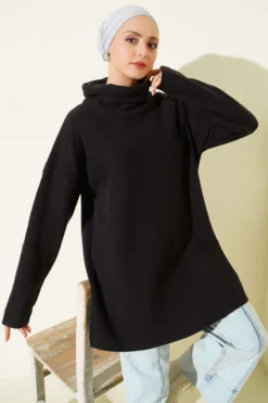 Fisherman Neck Knit Tunic Anthracite