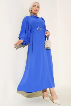 Balloon Sleeve Shirt Collar Dress