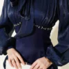 Balloon Sleeve Mini Embellished Evening Dress Navy Blue all'ingrosso dress view 4 - Hicabistan fabbrica Turchia