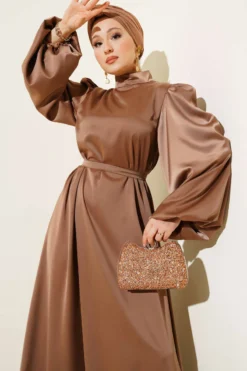 Alternative Ansicht von Balloon Sleeve Satin Evening Dress