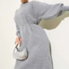 Balloon Sleeve Knit Dress Grey al por mayor dress - Hicabistan fábrica Turquía