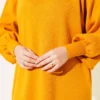 Balloon Sleeve Knit Dress Mustard wholesale dress view 4 - Hicabistan Turkey factory