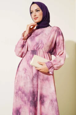 Batik Pattern Waist Elastic Dress