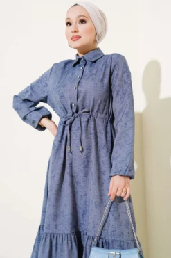 Alternatieve weergave van Batik Pattern Half Stone Button Dress Stone