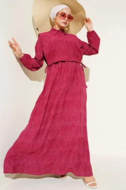 Batik Patterned Bolero Dress Burgundy
