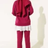 Batik Detailed Two-Piece Set Burgundy groothandel clothing set view 3 - Hicabistan Turkije fabriek
