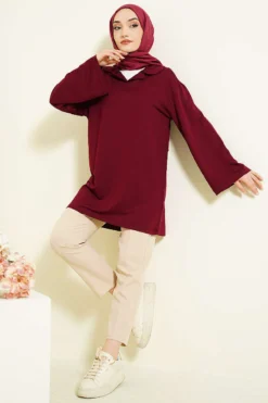 Alternative Ansicht von Collar Detail Tunic Burgundy