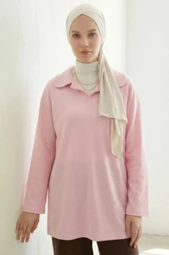 Collar Detail Tunic Pink