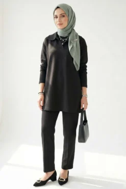 Vista alternativa di Collar Detail Tunic Black