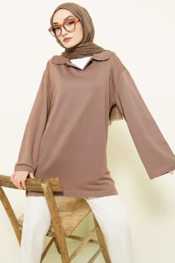 Collar Detail Tunic Mink
