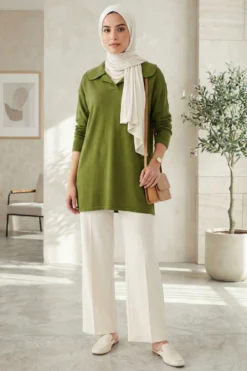 Vista alternativa di Collar Detail Tunic Green