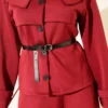 Baby Collar Belted Scuba Two-Piece Skirt Set Burgundy groothandel clothing set view 4 - Hicabistan Turkije fabriek