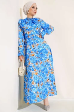 Bebe Collar Belted Dress Blue