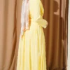 Dress with Belt Detail Yellow wholesale dress view 3 - Hicabistan Turkey factory
