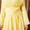 Dress with Belt Detail Yellow wholesale dress view 4 - Hicabistan Turkey factory
