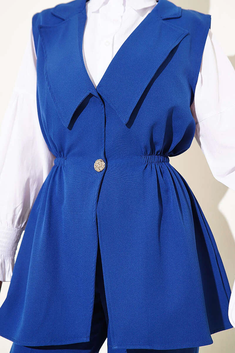 Belted Vest Two-Piece Set Indigo – Bild 4