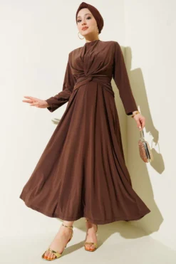 Belt Knot Sandy Dress بالجملة dress - Hicabistan مصنع تركيا