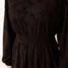 Belted Floral Tulle Dress Brown groothandel dress view 4 - Hicabistan Turkije fabriek