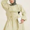 Belted Flared Dress all'ingrosso dress view 2 - Hicabistan fabbrica Turchia