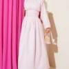 Belted Flared Dress Pink all'ingrosso dress view 2 - Hicabistan fabbrica Turchia