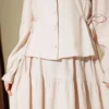 Belted Skirt Set Beige Großhandel clothing set view 4 - Hicabistan Türkei Fabrik
