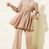 Belted Stone Button Tunic Set Stone