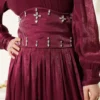 Belt Corset Detailed Stone Embellished Evening Dress Burgundy wholesale dress view 4 - Hicabistan Turkey factory
