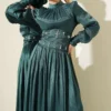 Belt Corset Detailed Stone Embellished Evening Dress Emerald al por mayor dress view 2 - Hicabistan fábrica Turquía