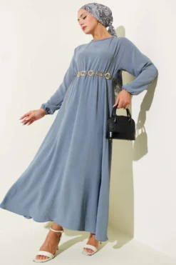 Belted Ayrobin Basic Dress groothandel dress - Hicabistan Turkije fabriek