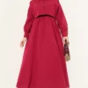 Dress with Belted Bolero in Terikoton Burgundy