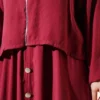 Button Detail Dress Set with Elastic Waistband Burgundy wholesale clothing set view 4 - Hicabistan Turkey factory