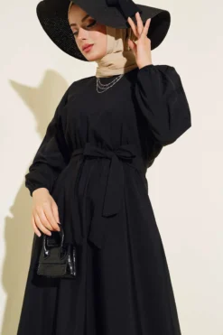 Alternative view of Dress with Belted Waist Black