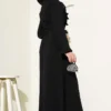 Belted Ruffled Button Dress Black wholesale dress view 3 - Hicabistan Turkey factory