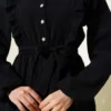 Belted Ruffled Button Dress Black wholesale dress view 4 - Hicabistan Turkey factory