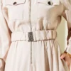 Elastic Waist Zipper Tencel Dress Stone Großhandel dress view 4 - Hicabistan Türkei Fabrik