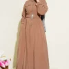 Elastic Waist Zipper Tencel Dress Mink