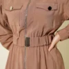 Elastic Waist Zipper Tencel Dress Mink Großhandel dress view 4 - Hicabistan Türkei Fabrik