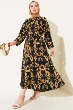 Belted Ruffled Dress Black