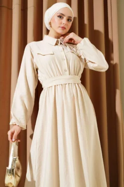Alternative view of Belted Pocket Dress Beige