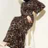 Elastic Waist Leopard Print Ruffle Dress