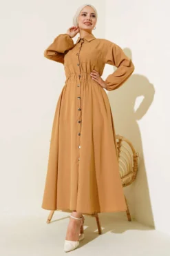 منظر بديل لـ Belted Metal Button Dress Camel